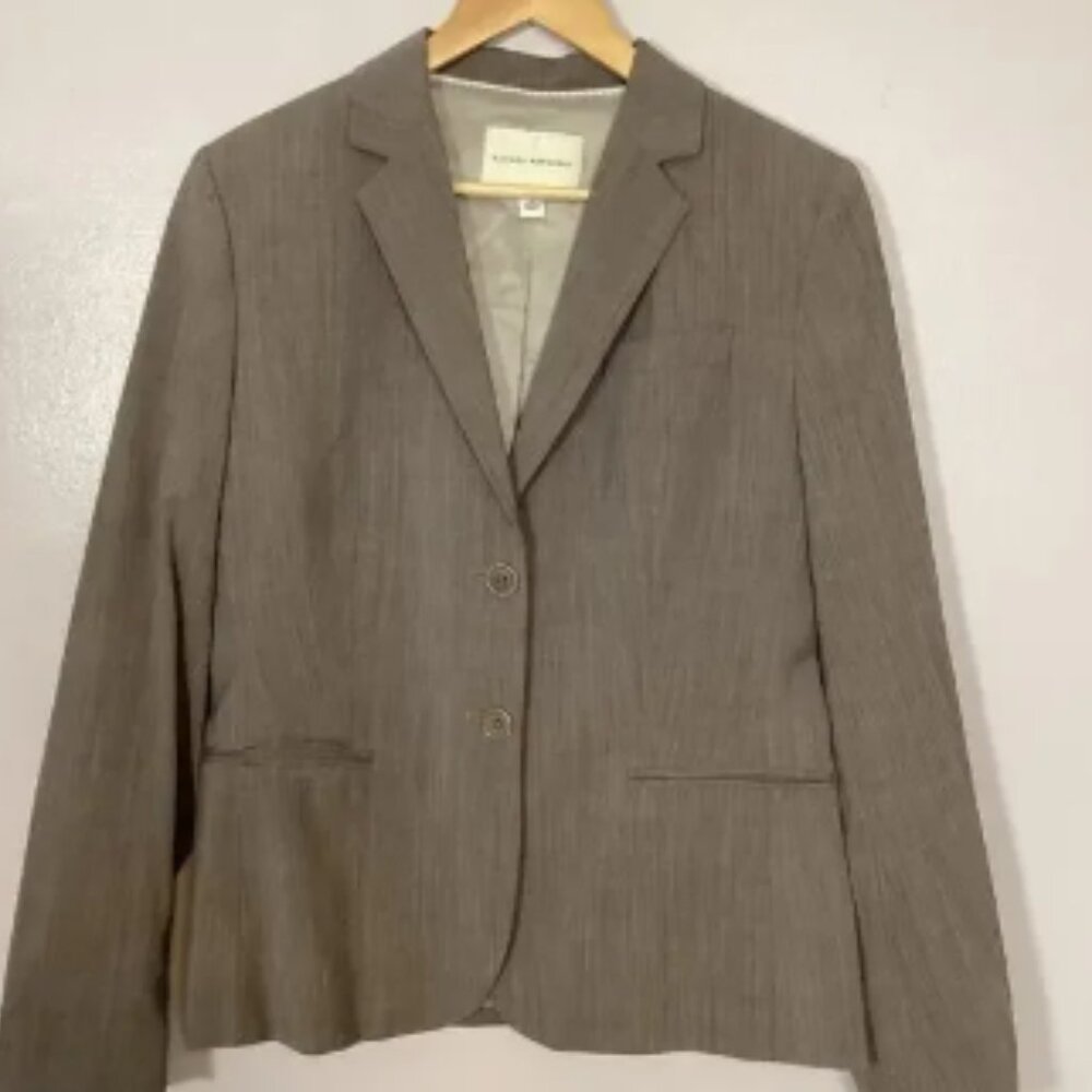 Banana Republic Tan Beige Single Breast 2 Button Blazer Wool Stretch Women 12